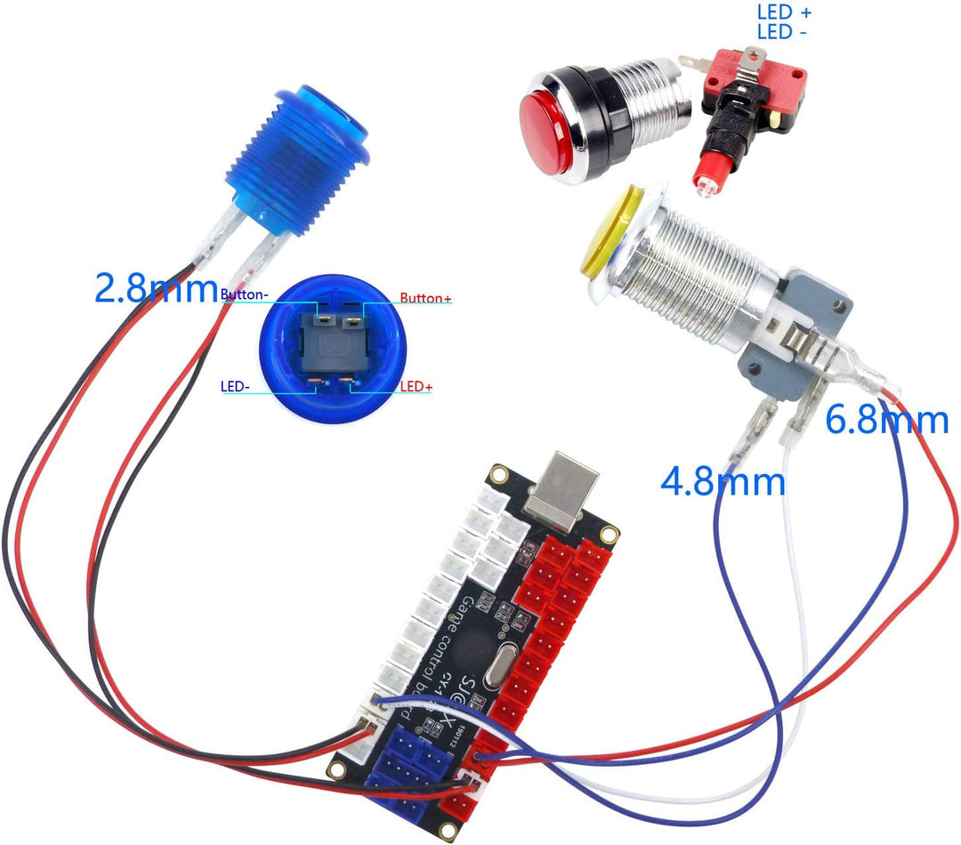 SJ@JX Arcade LED DIY Kit USB Encoder Board Controller Button Joystick LED 5V Power SANWA