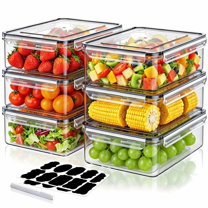 Wwtop 6 x 1000ml Frischhaltedosen mit Deckel Vorratsdosen Set, Meal Prep Boxen, Auslaufsicher Gefrie