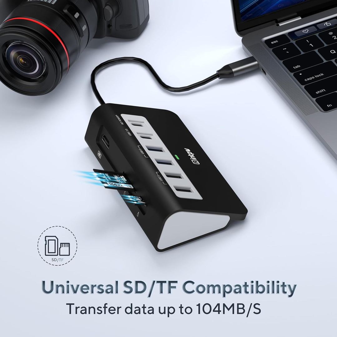 Intpw USB Hub, 9-in-1 USB C Hub Multiport Adapter mit 4K HDMI, PD 100W, USB-C und 2 USB A 3.0 5Gbps,