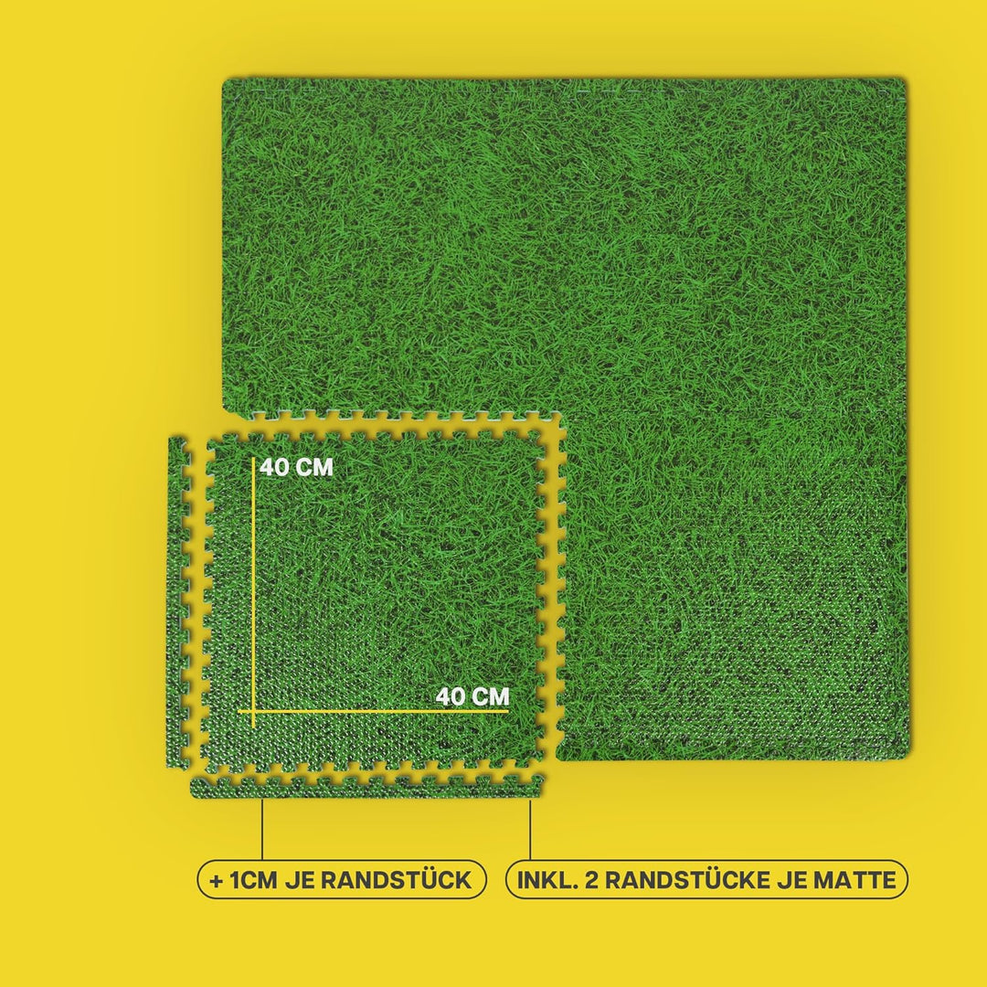 Bestlivings Bodenschutzmatte Puzzle mit Gras Print – EVA Bodenmatte 40x40x1cm – Schallisolierend & E