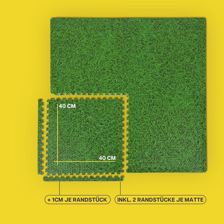 Bestlivings Bodenschutzmatte Puzzle mit Gras Print – EVA Bodenmatte 40x40x1cm – Schallisolierend &amp; E