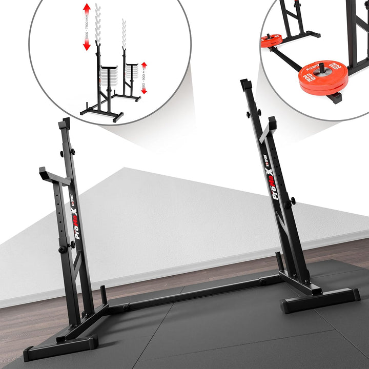 K-Sport: Verstärkte Langhantelablage mit verstellbarer Absicherung bis 250kg belastbar I Squat-Rack