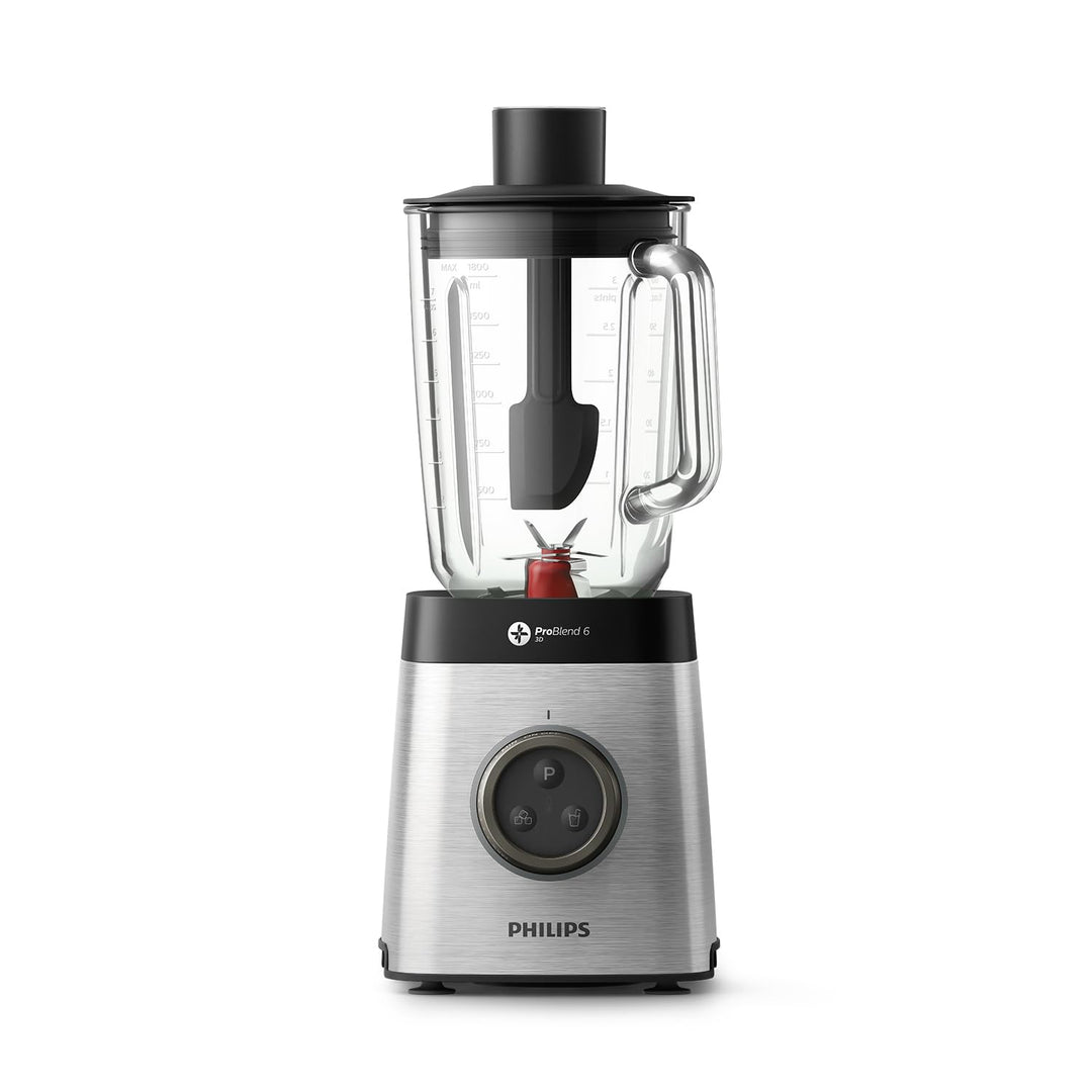 Philips HR3655/00 Standmixer (1400 Watt, ProBlend 6 3D Technologie, 2 Liter Glasbehälter, 2x Trinkbe