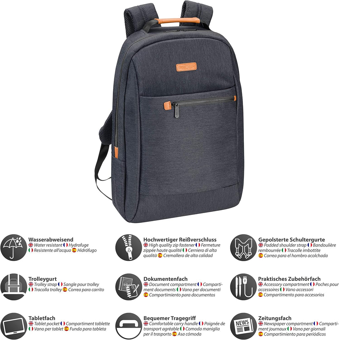 PEDEA Laptop Rucksack "Elegance" Notebook-Rucksack bis 17,3 Zoll (43,9 cm) mit Tablet-PC Fach bis 10