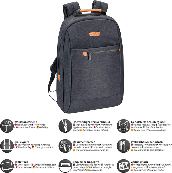 PEDEA Laptop Rucksack "Elegance" Notebook-Rucksack bis 17,3 Zoll (43,9 cm) mit Tablet-PC Fach bis 10