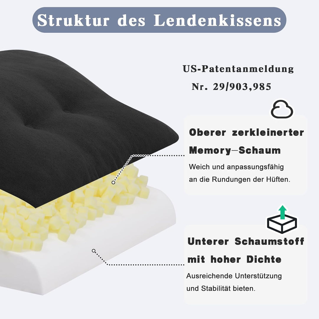 GOFORIT Ergonomisches Rückenkissen für Sofa &amp; Sessel - Zweilagiges Memory-Schaum Lendenkissen mit fe