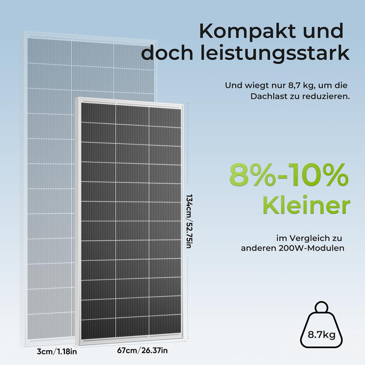 18BB 2 * 200Watt Solarpanel, N-Type 12V 400 W Solarmodul, Hocheffiziente Monokristalline PV Module,
