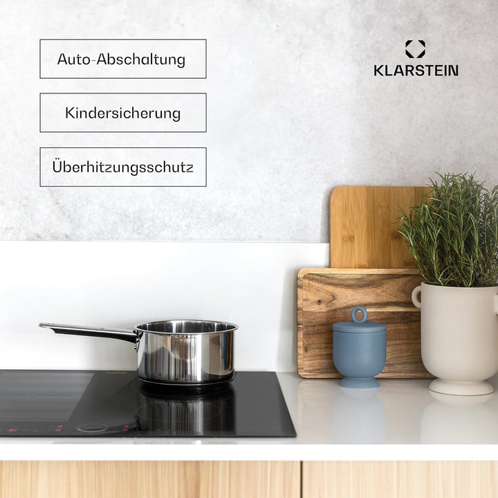 Klarstein Induktionskochfeld, Glaskeramik Kochfeld, 7000W Induktionskochfeld mit 4 Platten, Einbau-I