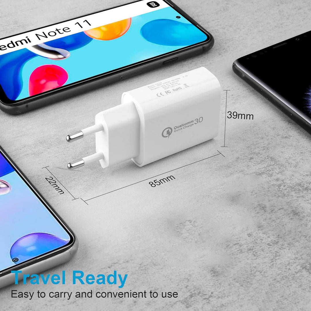 4 Stücke USB Ladegerät, 18W Quick Charge 3.0 Schnellladegerät Ladestecker für Samsung Galaxy S23 S22