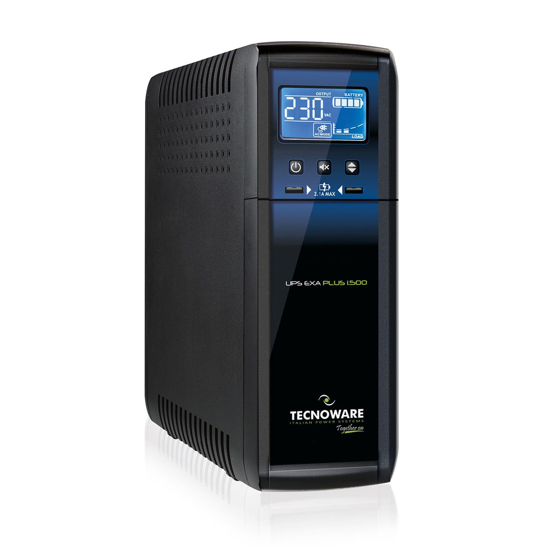 Tecnoware Power Systems - UPS EXA PLUS 1500 VA, Blackout-Schutz für PCs & Spielekonsolen, AVR-Techno