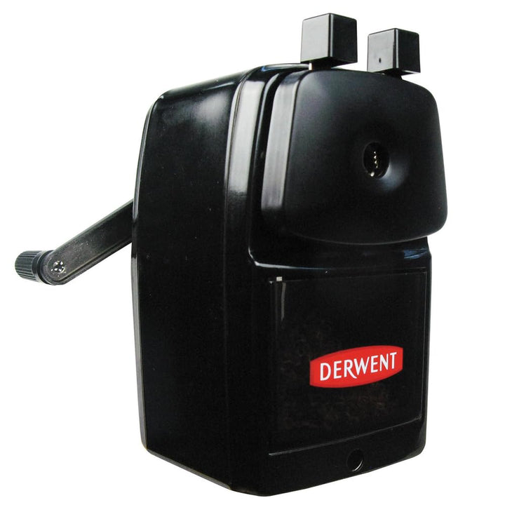 Derwent Manueller Schreibtisch-Spitzer, Super Point, mit Auffangbehälter & Tischklemme, Professionel