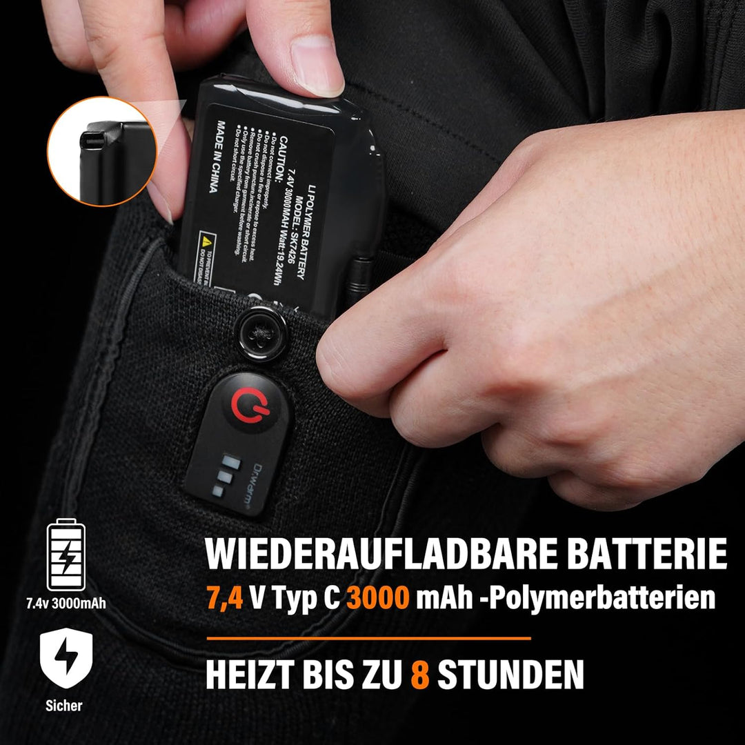 Dr.warm Beheizbare Socken Wiederaufladbare, Elektrische Beheizte Socken für Damen Herren, Winter Hei