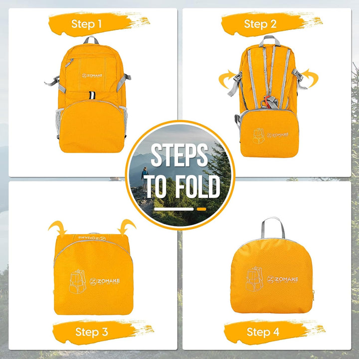 ZOMAKE Faltbarer Rucksack 35L,Leichter Rucksäcke Wasserdicht Wanderrucksack Packable Backpack für Da
