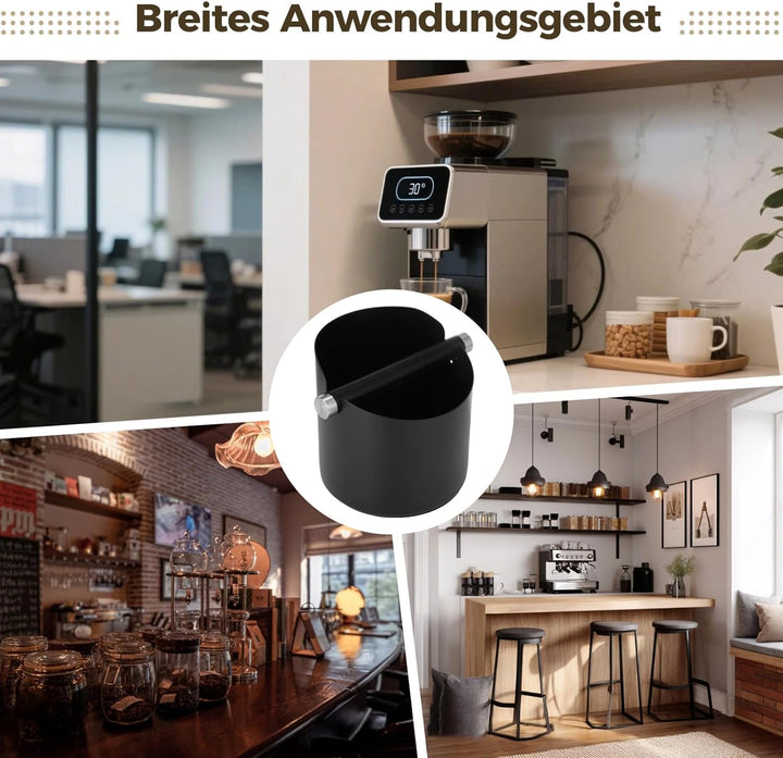 Abklopfbehälter für Siebträger, Gross Knock Box Stossdämpfende, Edelstahl kaffeesatz abschlagbehälte