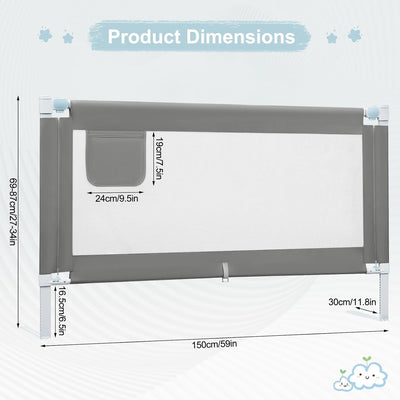 WOLTU Bettgitter, 150 cm Bettschutzgitter für Kinder Baby, Rausfallschutz Bett Boxspringbett Kinderb