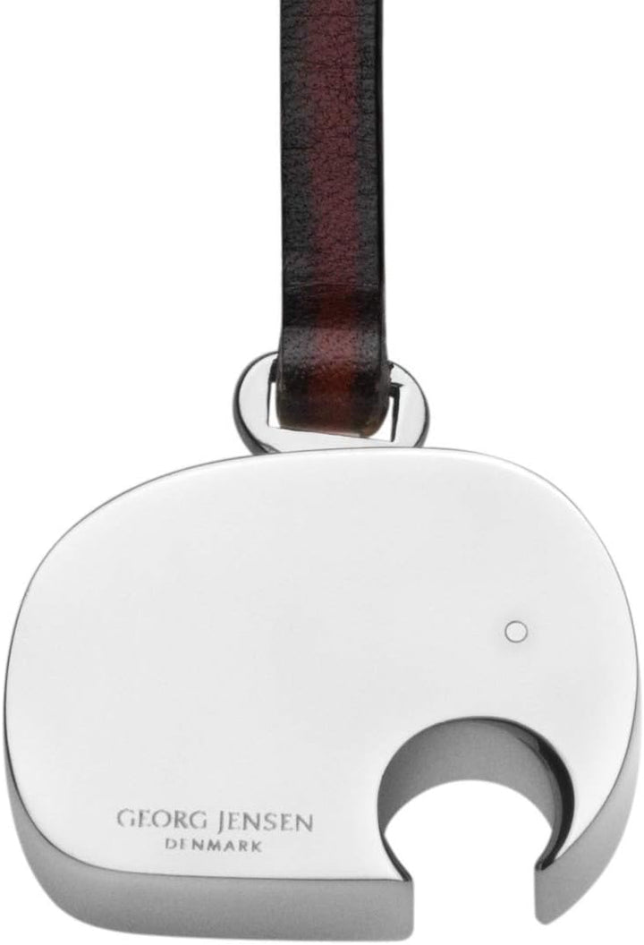Georg Jensen New Schlüsselanhänger Elefant Aluminium Leder Riemen, Aluminium, Silber, 0,9 x 3,1 x 14