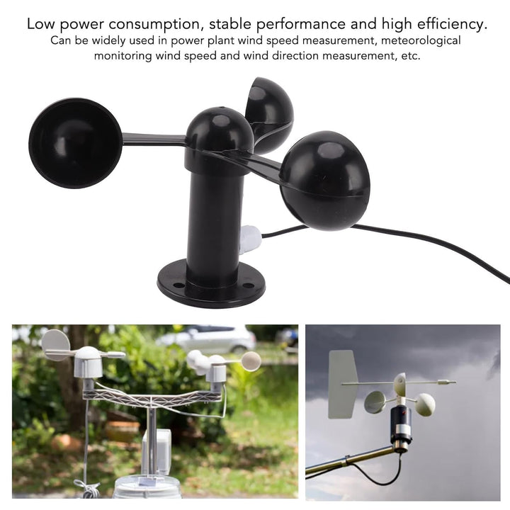 3-Tassen-Windsensor, Hochpräziser Windgeschwindigkeitsdetektor mit 8 M Wasserdichtem Kabel für Kraft