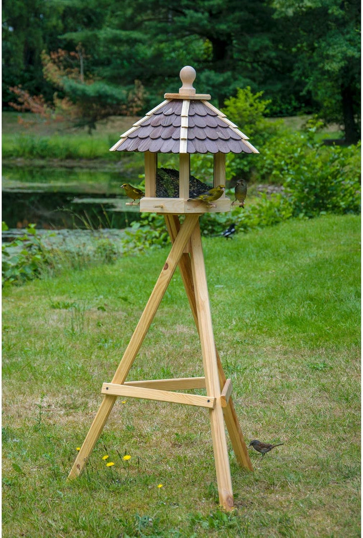dobar® 44136e Grosse Vogelvilla - Vogelfutterhaus aus Massivholz - Vogelhaus für Ständermontage - Fu