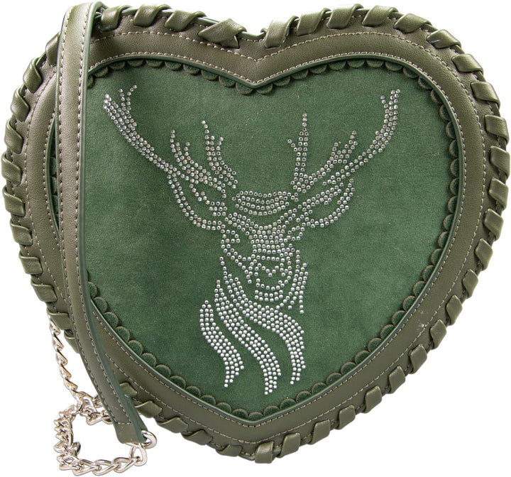 Alpenflüstern Trachten-Herzhandtasche Strasshirsch - Damen Trachten Handtasche, Schultertasche fürs