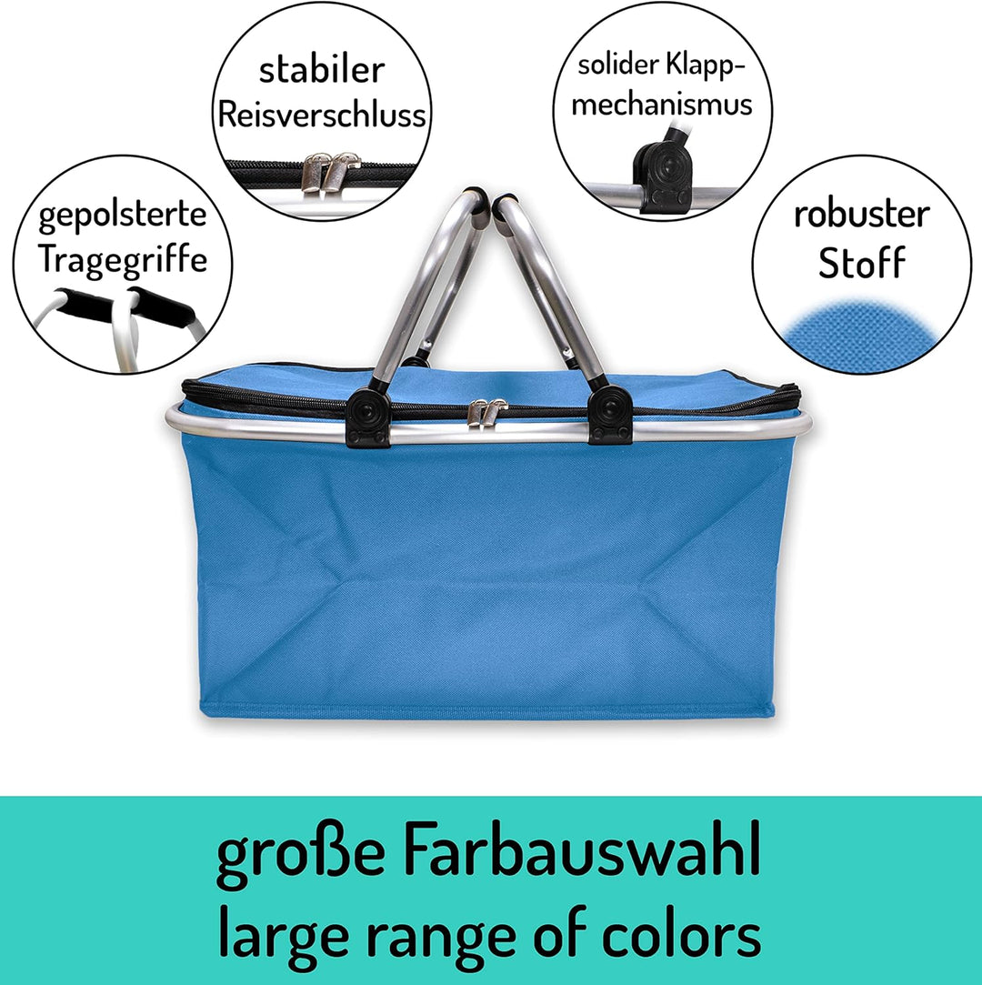 Einkaufskorb faltbar 25L - ideal für den Wocheneinkauf I Mit gepolsterten Tragegriffen &amp; Reissversch