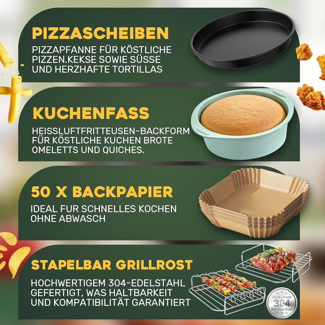 Silikonform Heissluftfritteuse für Philips Airfryer XL 6,2L HD9270/90, Airfryer Silikonform Set für