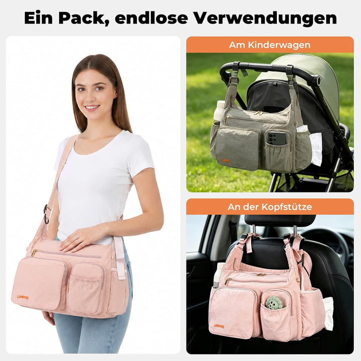Puffy Wickeltasche 2-in-1 Kinderwagen Organizer &amp; Umhängetasche, 13L leichte Reisetasche Baby Damen,