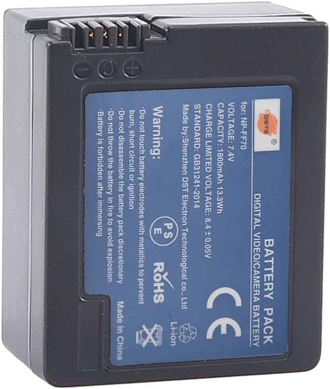 DSTE 2-Stück Ersatzakku Set NP-FF70 Batterie kompatibel mit Sony DCR-IP200K DCR-IP210E DCR-IP220 DCR