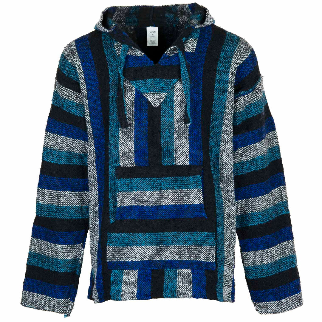 Siesta Baja Hoodie – Mexikanischer Jerga Hippie Pulli Kapuzenpullover für Herren und Damen M Kühles