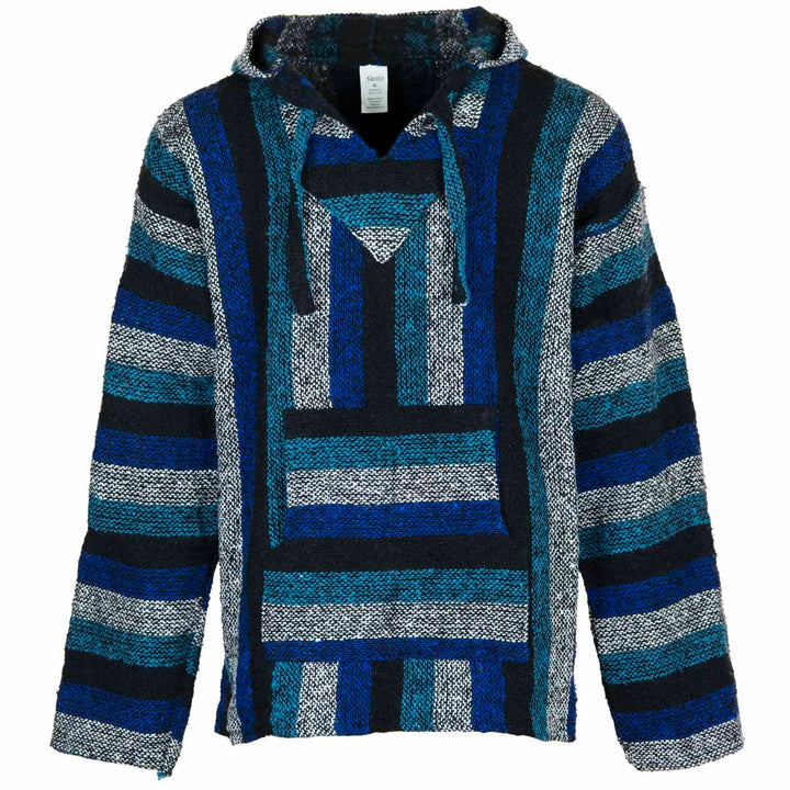 Siesta Baja Hoodie – Mexikanischer Jerga Hippie Pulli Kapuzenpullover für Herren und Damen M Kühles