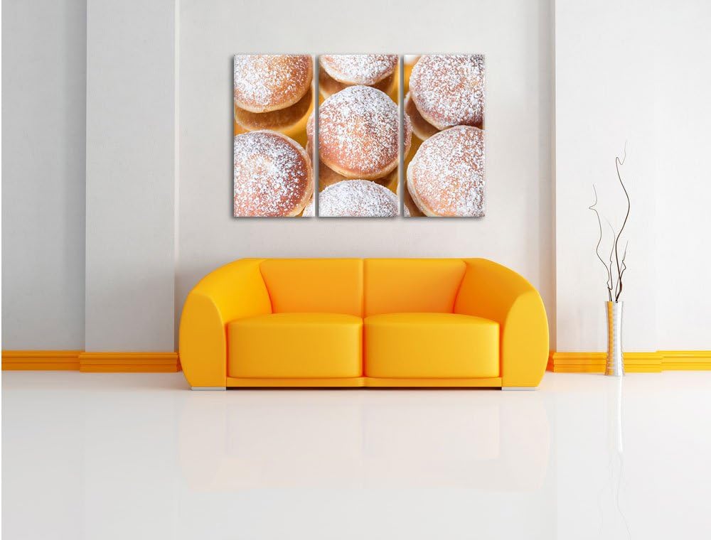 Pixxprint Süsse Berliner 3-Teiler Leinwandbild 120x80 Bild auf Leinwand