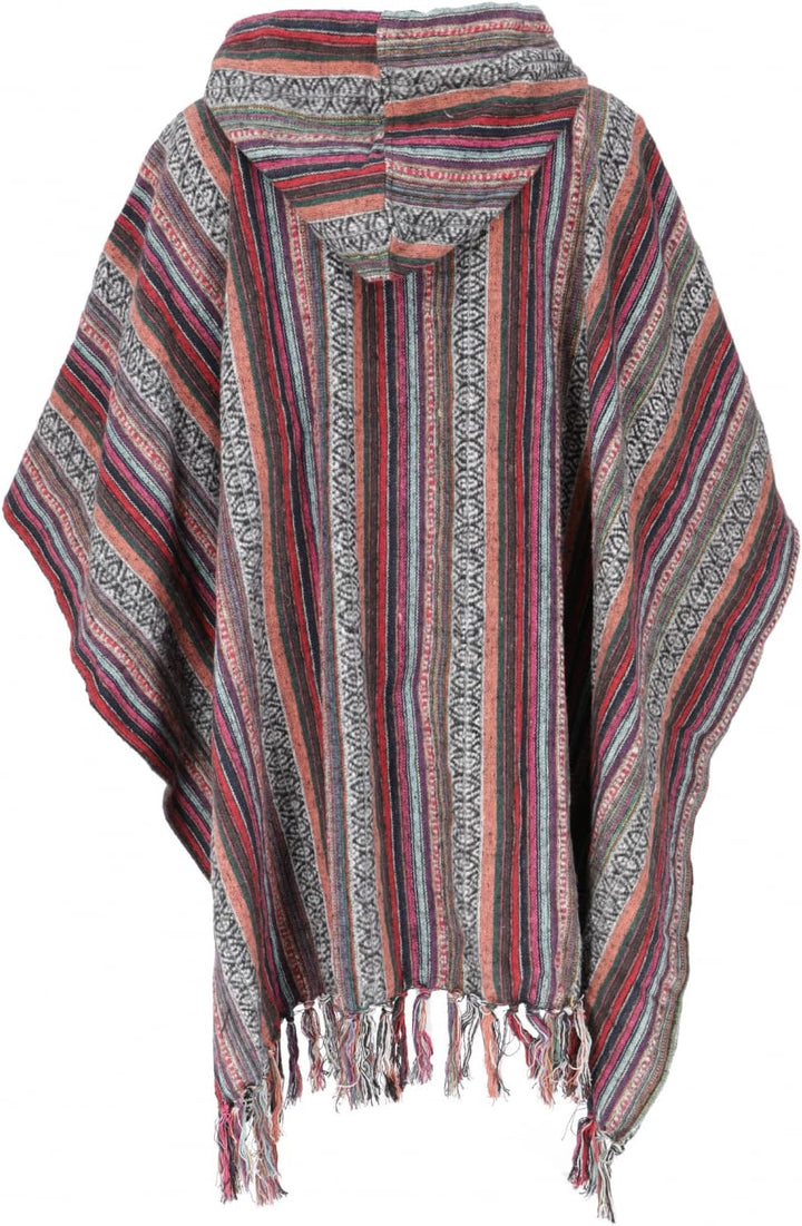 GURU SHOP Poncho Hippie Chic, Ethno Poncho, Andenponcho, Herren/Damen, Blau, Baumwolle, Size:One Siz