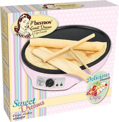 Bestron Crêpes Maker im Retro Design, für Crepes mit Ø 30 cm, inkl. Teigverteiler & Crêpes-Wender, m