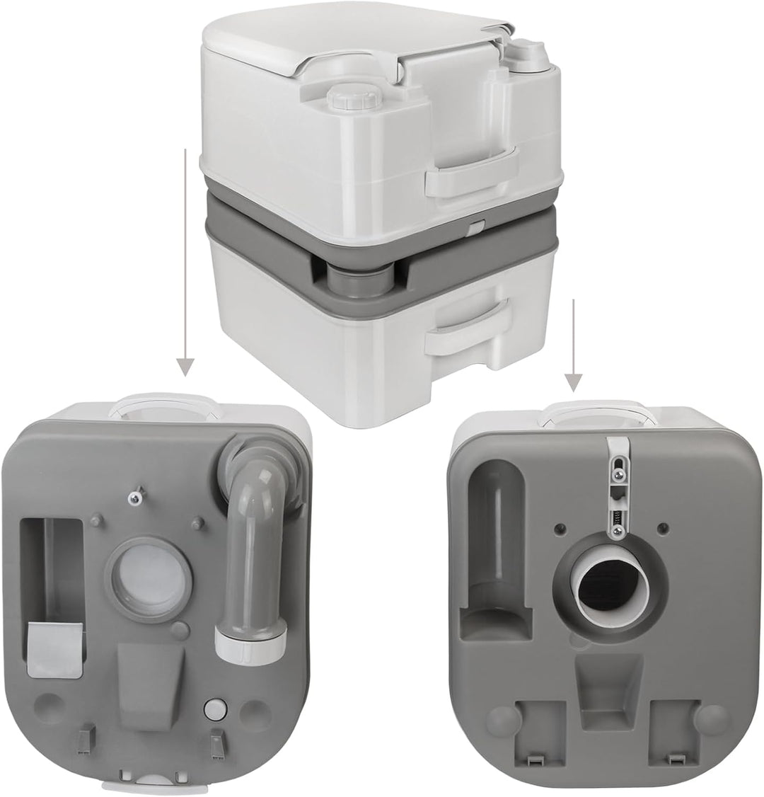 Montafox Mobile Campingtoilette 24l mit Kolbenpumpe und Toilettenpapierfach tragbares Reise WC