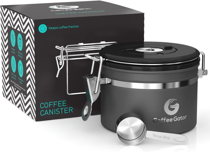 Coffee Gator-Edelstahl-Kaffeedose – Hält gemahlener Kaffee und Bohnen länger frisch – Behälter mit D