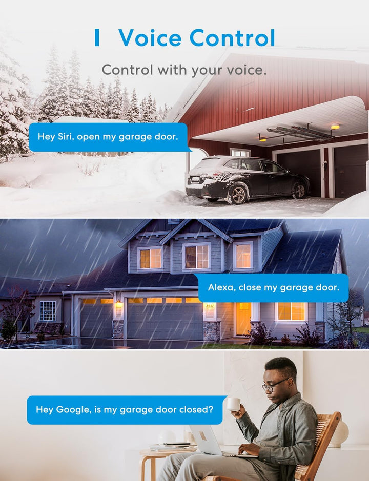 meross Smart Garagentoröffner funktioniert mit Apple HomeKit, Externe Antenne und bis zu 3 einzelne