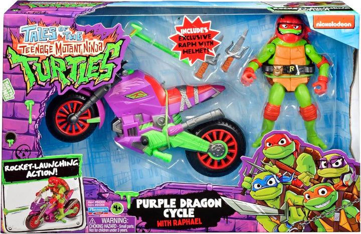 TEENAGE MUTANT NINJA Turtles - Fahrzeug mit Figur - Lila Drachen-Cycle mit Raph, Lila Drachen-Cycle