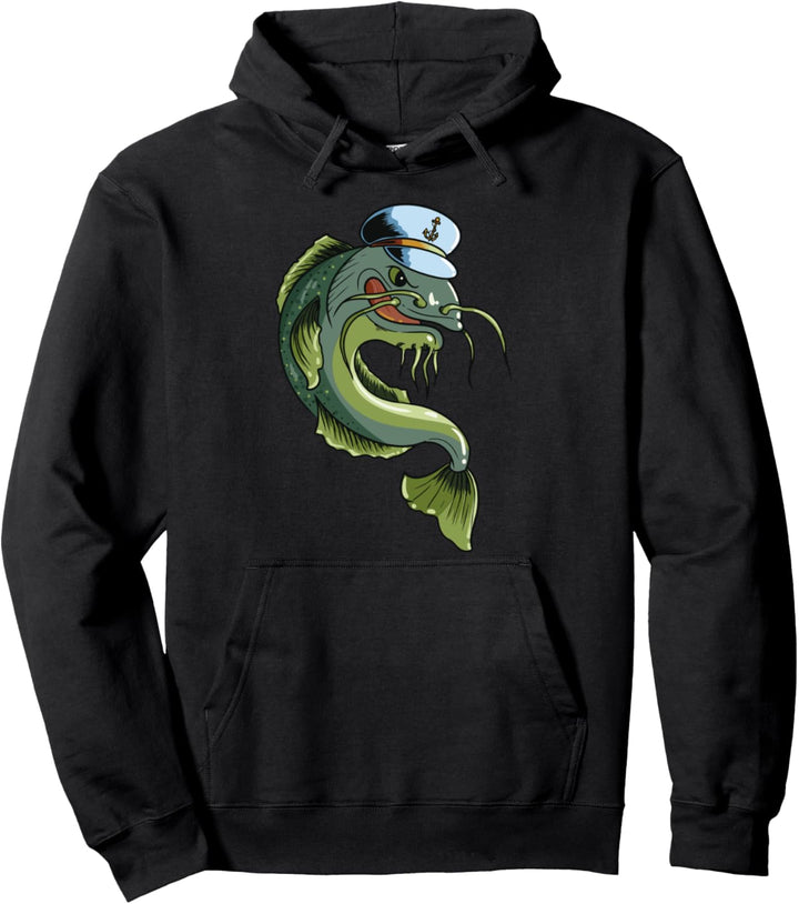 lustiges Angelgeschenk des Wels Kapitän Pullover Hoodie