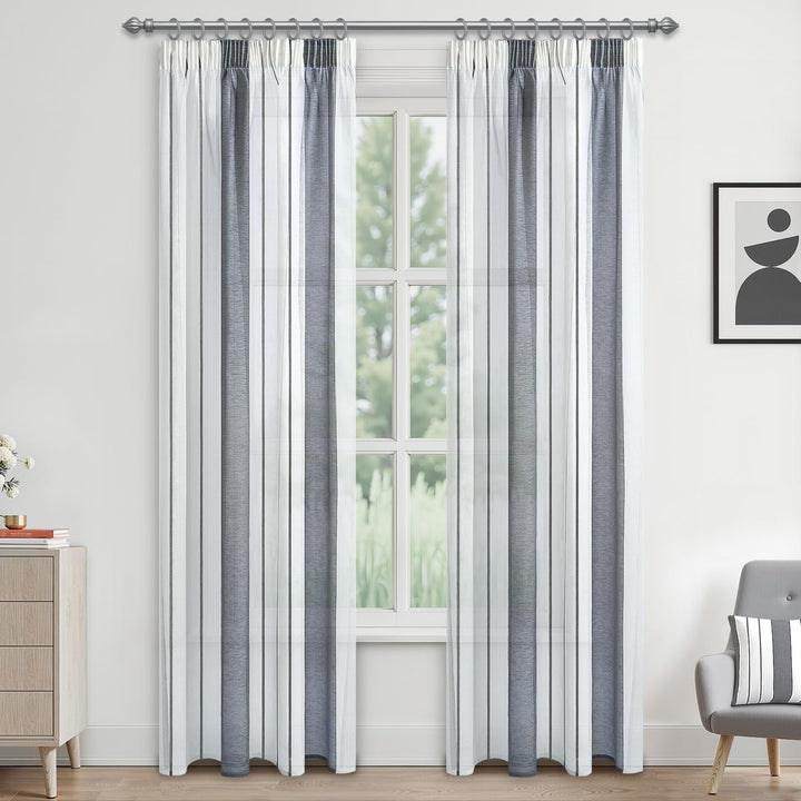 MRTREES Gardinen mit Kräuselband Gestreift Vorhänge vorhänge Schlafzimmer Modern Vorhangschals 2er S