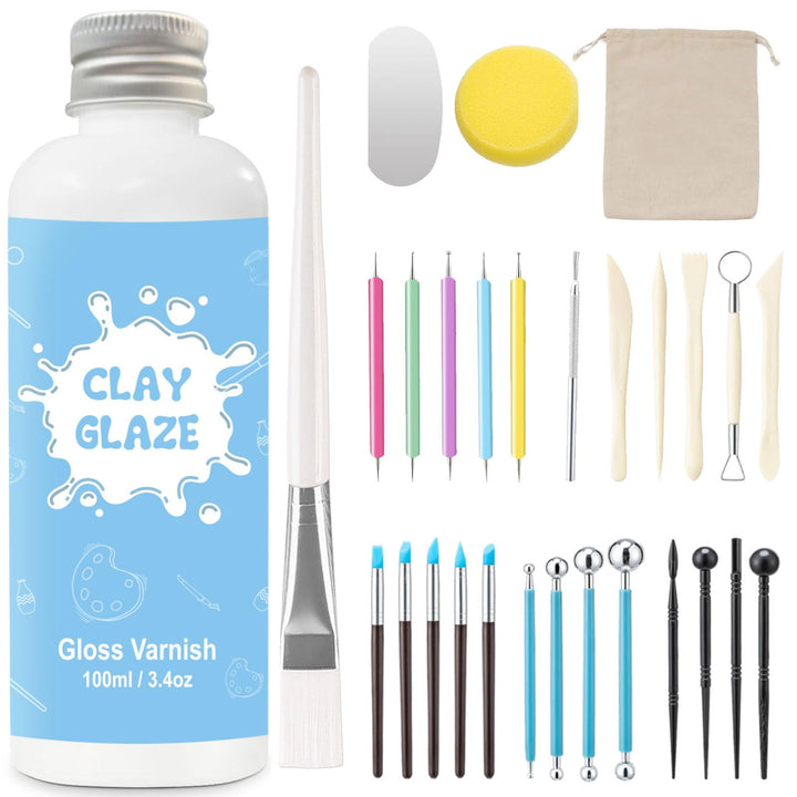 100ml air dry clay glaze und 29pcs modellierwerkzeug Werkzeug, ton glasur ohne brennen Schützt die K