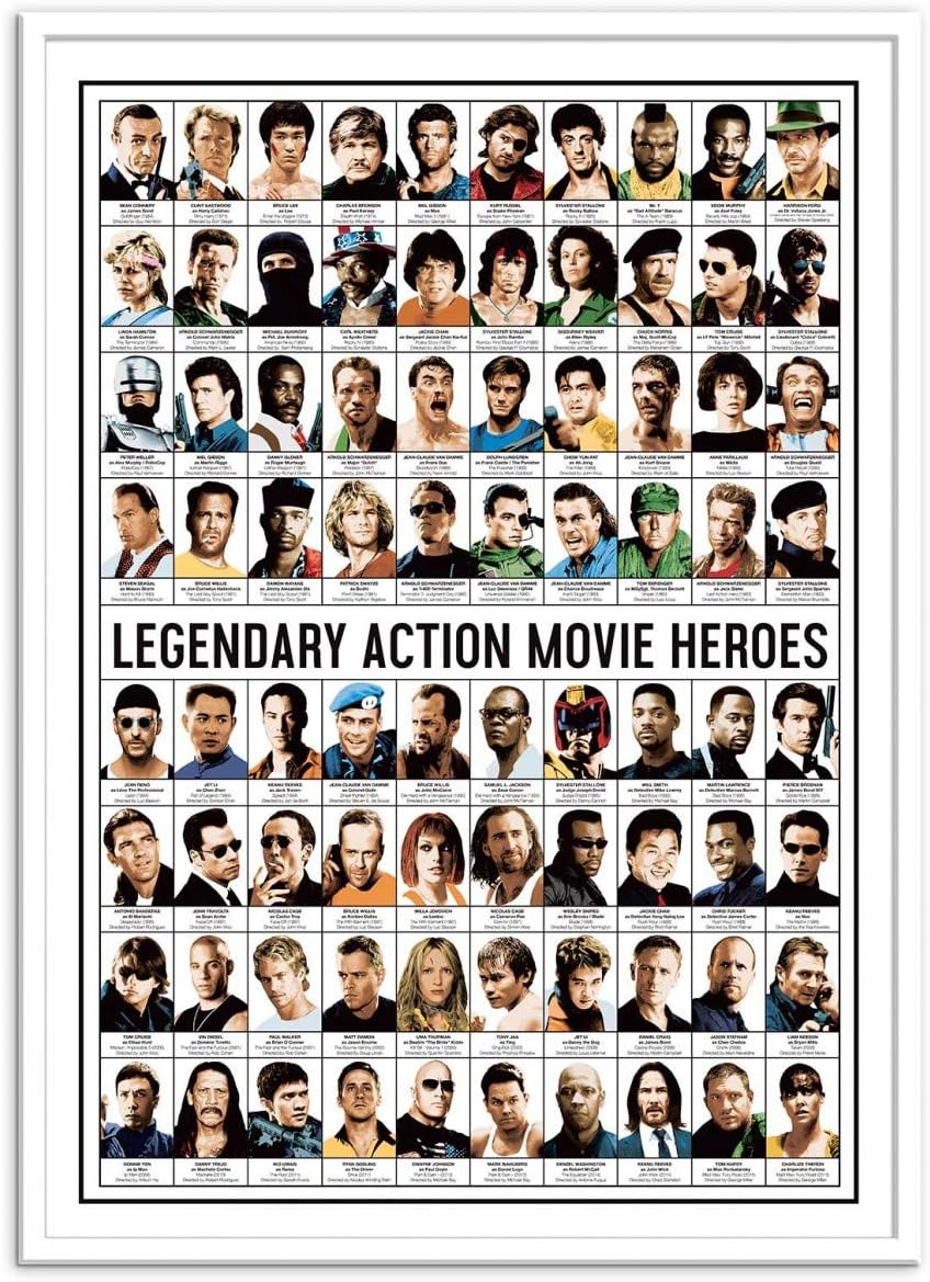 Wall Editions Art-Poster - Legendary Action Movie Heroes - Olivier Bourdereau