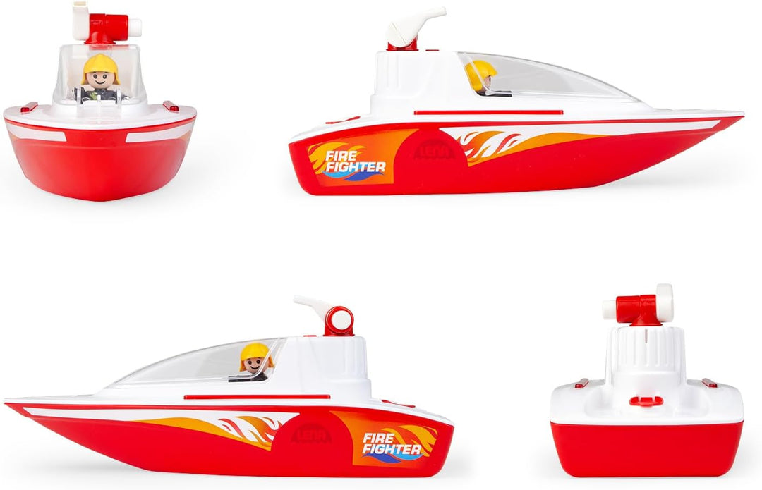 Lena BOAZZ Feuerwehrboot 36 cm, Spielzeugboot Indoor und Outdoor, für Kinder ab 2 Jahren, mit Wasser