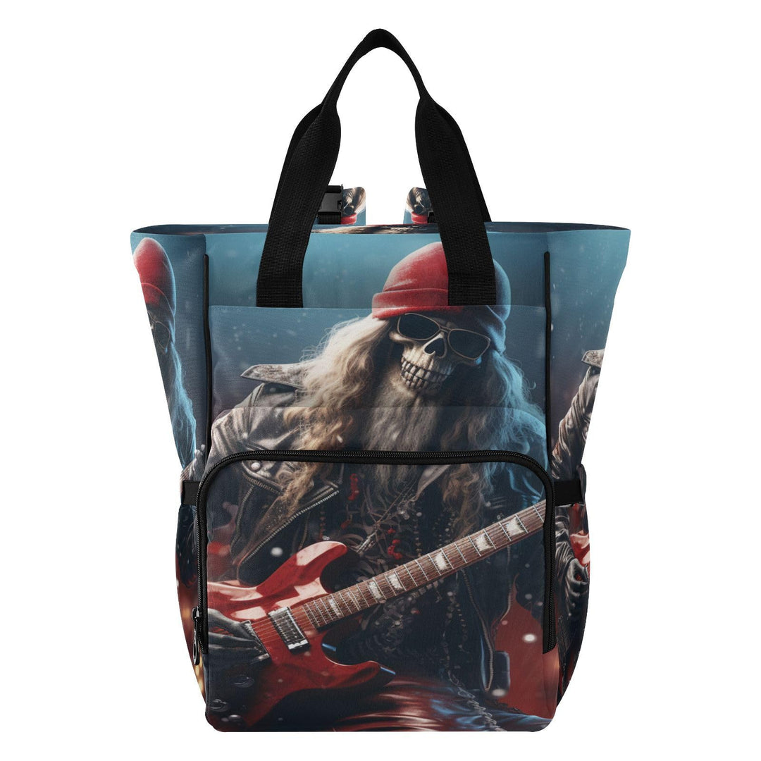 Weihnachtsgitarrenmusik Totenkopf Wickeltasche,Reiserucksack,Grosse Kapazität,Tragetasche für Mütter