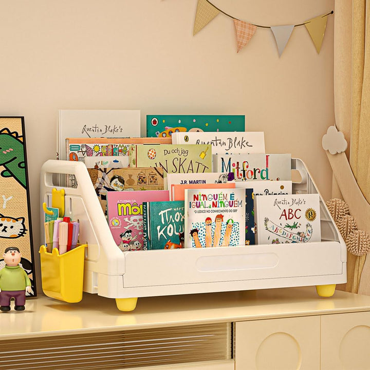 NUODWELL Kinderregal, Kinderregal mit 3 Ebenen, Montessori-Regal, Organizer für Bücher und Spielzeug