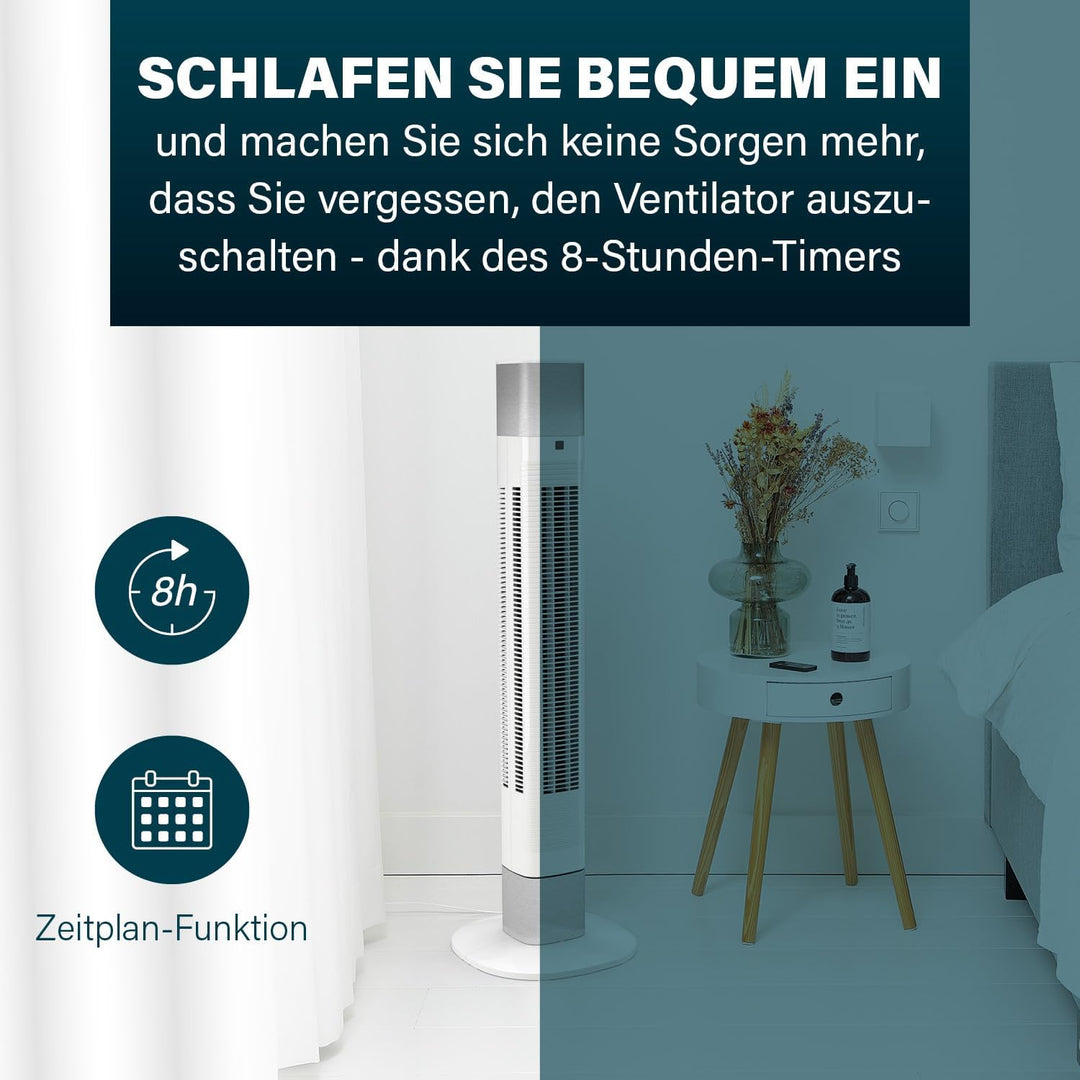 Princess Geräuscharmer Turmventilator - Höhe 103 cm - 3 Modi & 3 Geschwindigkeiten - Oszillation - S