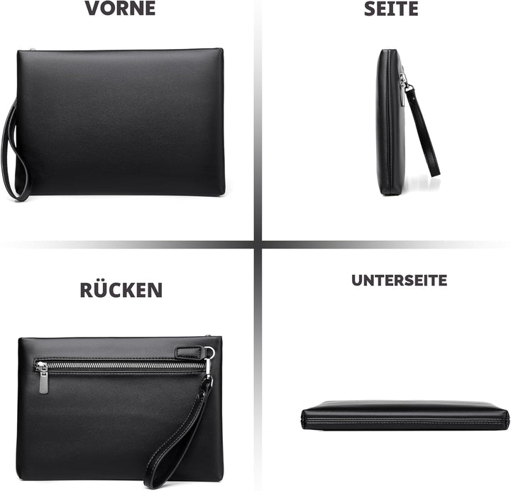 FSD.WG Herren Clutch Bag Handtasche Leder Reissverschluss Grosse Geldbörse Clutch Geldbörse mit Geld