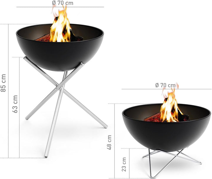 höfats - Bowl 70 Feuerset Flex mit Sternfuss und Dreibein - raucharme Feuerstelle mit Plancha Grillp