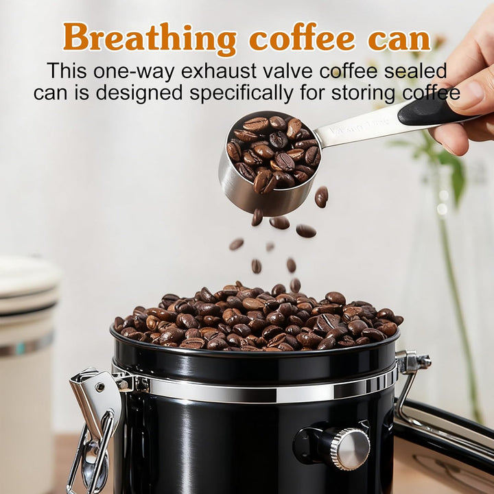 Kaffeedose Luftdicht, 2,8 L Kaffeebohnen Behälter aus Edelstahl Kaffeedose Luftdicht 1kg Bohnen Vaku