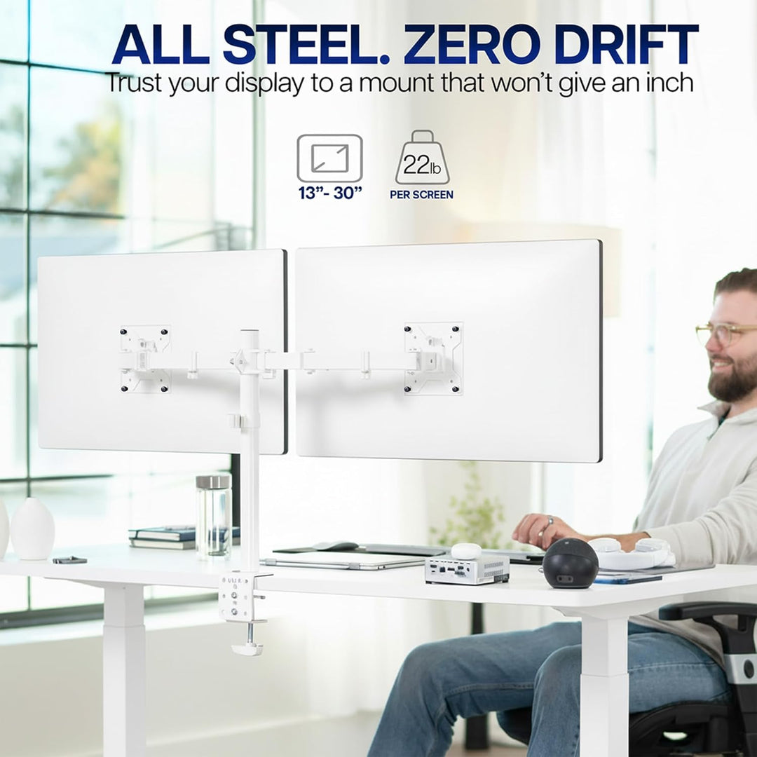 VIVO STAND-V032W Dual-Monitor-Tischhalterung, robust, voll Verstellbarer Ständer, passend für 2 LCD-