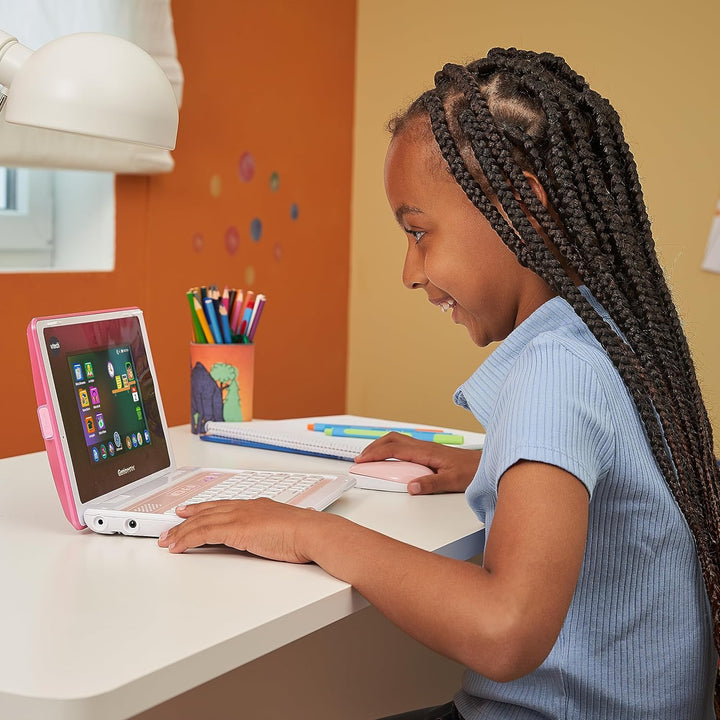 VTech Genio Lernlaptop XL pink – Lerncomputer mit grossen 7"-LCD-Bildschirm mit Internetzugang, Text