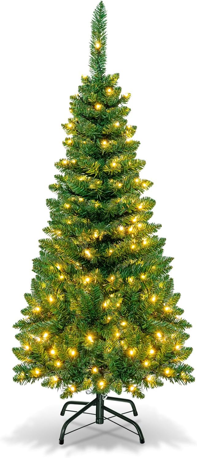 GOPLUS 135/200/225cm Weihnachtsbaum künstlich mit Beleuchtung, LED Tannenbaum künstlich, Weihnachtsb
